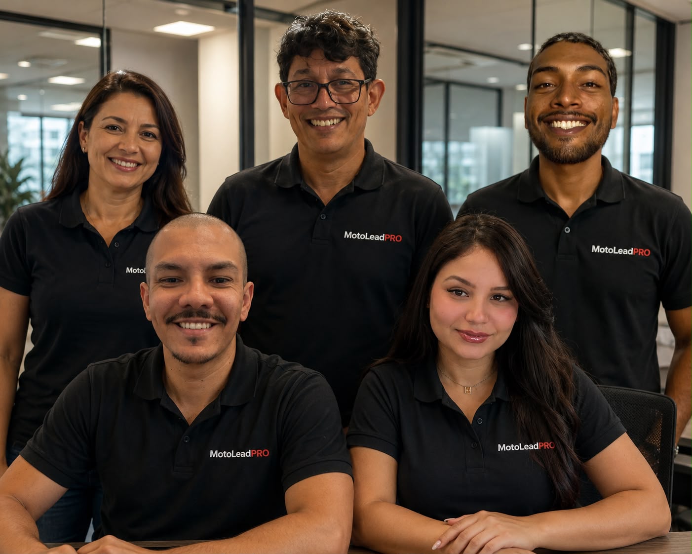 Equipe do MotoLeadPRO reunida no escritório